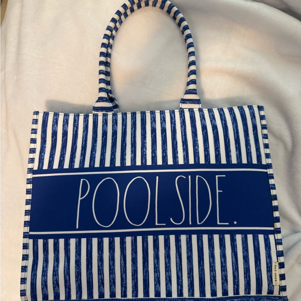 Rae Dunn Blue and White Striped Tote Bag